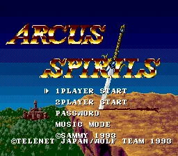 Arcus Spirits: tela de título
