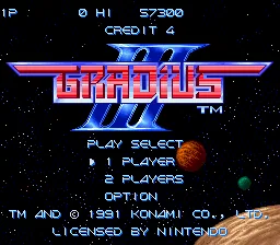 Gradius III: tela de título