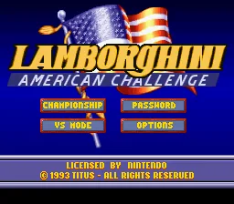 Lamborghini American Challenge: tela de título