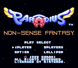 Parodius: tela de título