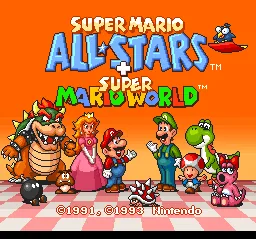Super Mario All-Stars and Super Mario World: tela de título