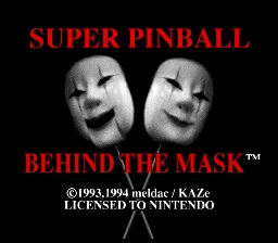 Super Pinball - Behind the Mask: tela de título