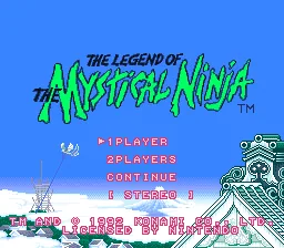 The Legend of the Mystical Ninja: tela de título
